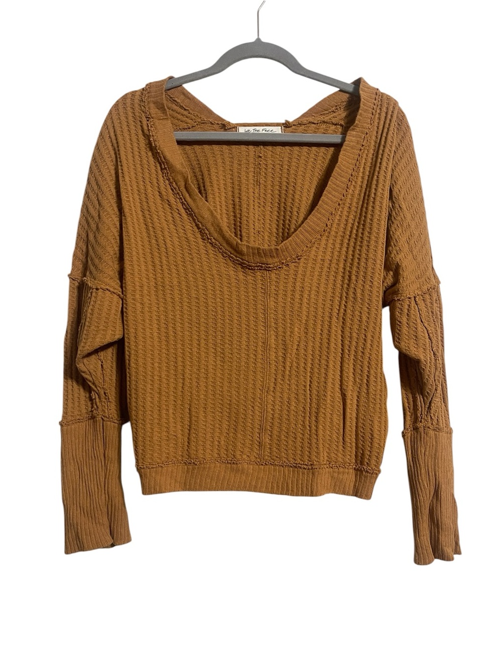 We The Free Scoop Neck Waffle Knit Sweater